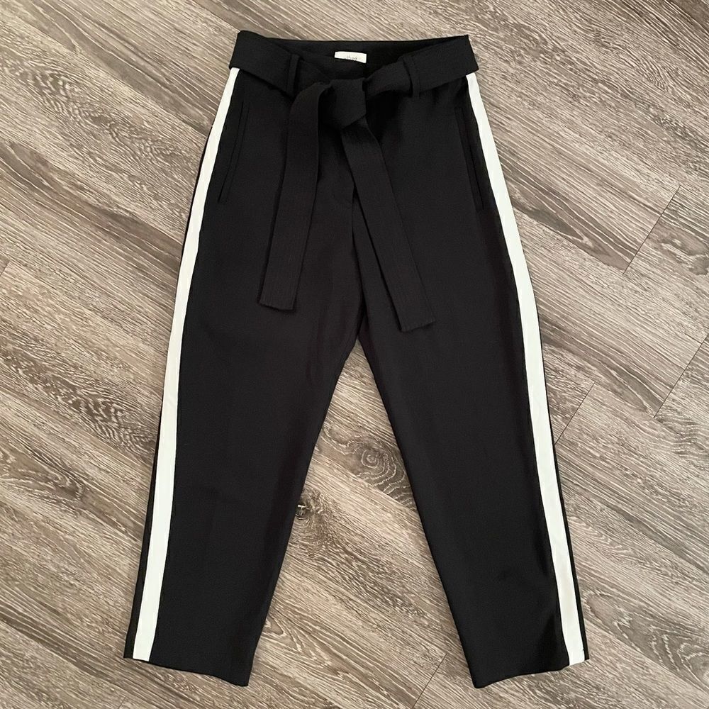Wilfred Black Ankle Trousers with White Side Stripes
